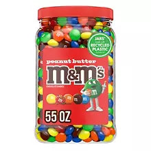 M&M'S Peanut Butter Chocolate Candy, 55 oz Bulk Pantry Size Jar, Colorful Candy-Coated Peanut Butter & Milk Chocolate Candies, Family Size Sweet Treat for Parties, Baking & Snacking