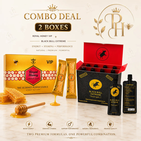 Royal Honey VIP & Black Bull Extreme Combo – 2 Box Premium Honey Bundle