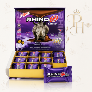 Rhino 69 Choco Energy Boost – Premium Herbal Chocolate | Long Lasting Performance | 12 Pack