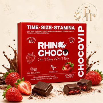 Rhino Choco VIP, Power Chocolate – Energy & Stamina Support for Men 12 pack box