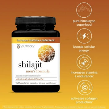 Youtheory Shilajit Men’s Formula | 120 Vegetarian Capsules Dietary Supplement